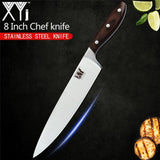 XYj Kitchen 3PCS Stainless Steel Knives Set 8'' Chef 7'' Santoku 5'' Utility Knives Color Wood Handle Sharp Blade Knife