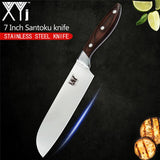 XYj Kitchen 3PCS Stainless Steel Knives Set 8'' Chef 7'' Santoku 5'' Utility Knives Color Wood Handle Sharp Blade Knife