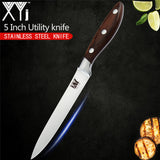 XYj Kitchen 3PCS Stainless Steel Knives Set 8'' Chef 7'' Santoku 5'' Utility Knives Color Wood Handle Sharp Blade Knife