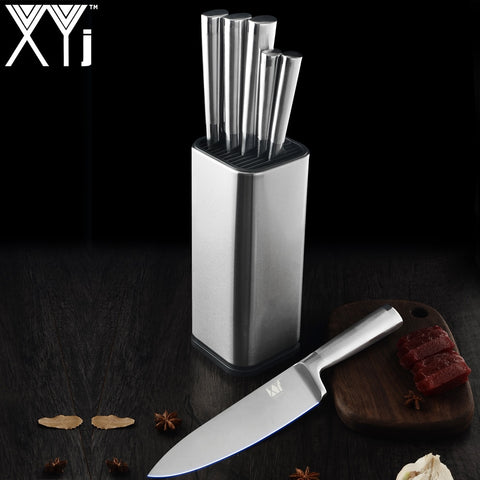 Stainless Steel Kitchen Knives Set Holder Block